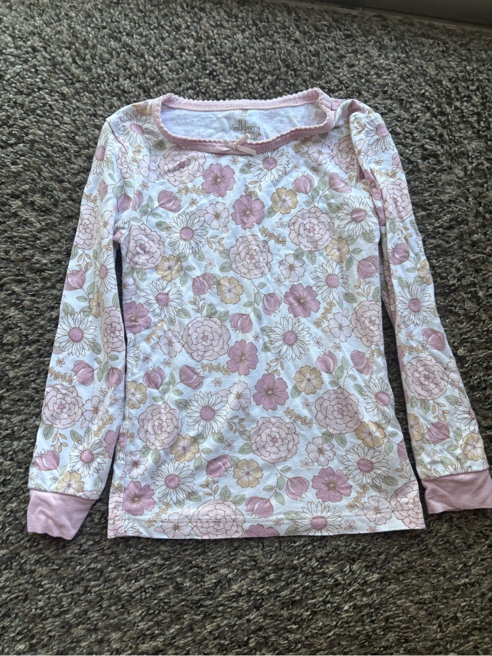 Milk berry 2 piece Pink Floral Long Sleeve pajama set 3T
